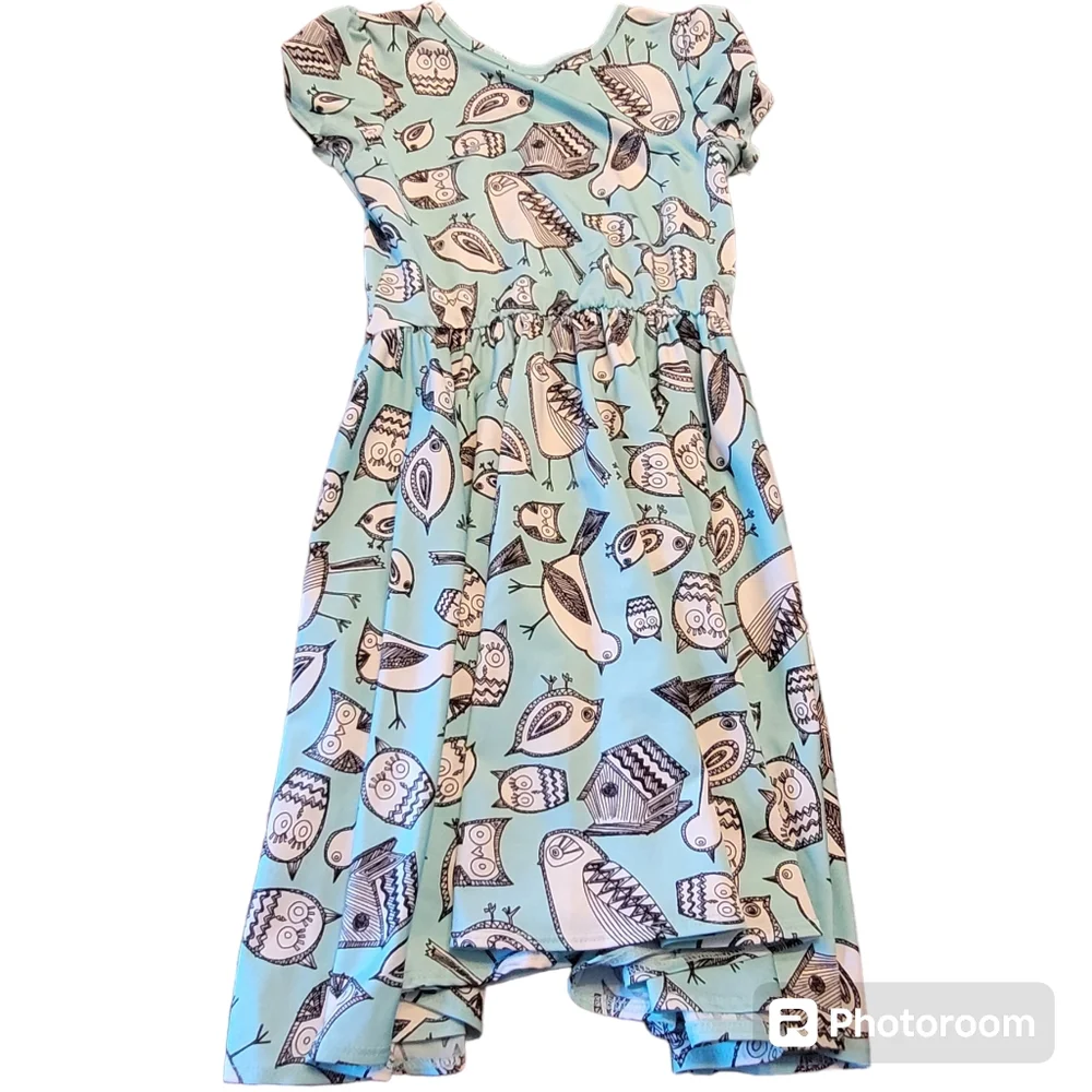 Dot Dot Smile Sketched Owls and Birds Cap Dress